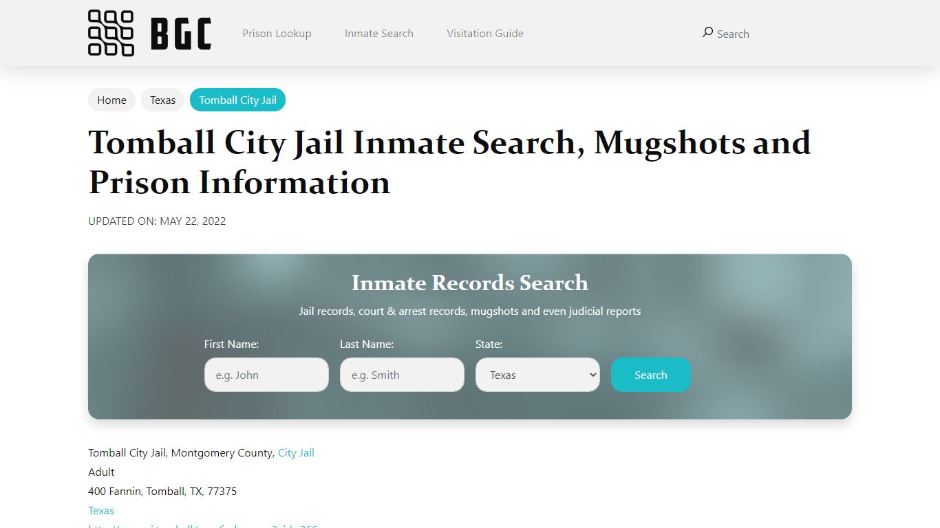 Tomball City Jail Inmate Search, Mugshots, Visitation, Phone no ...